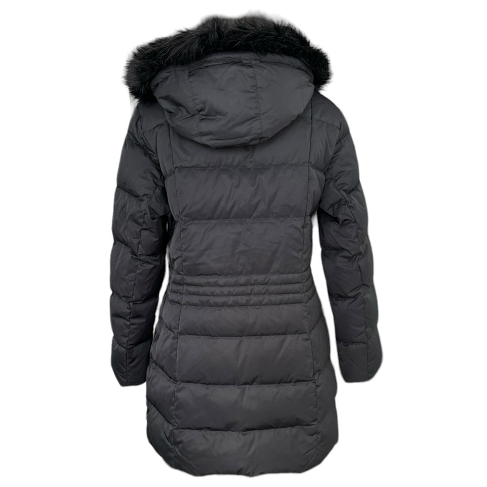 Lands End Women's Down Coat Faux Fur Hood Mid Thigh Black Size Medium - Picture 7 of 14